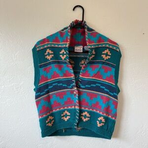 vintage Nuovo brand Aztec patterned sweater vest — size medium